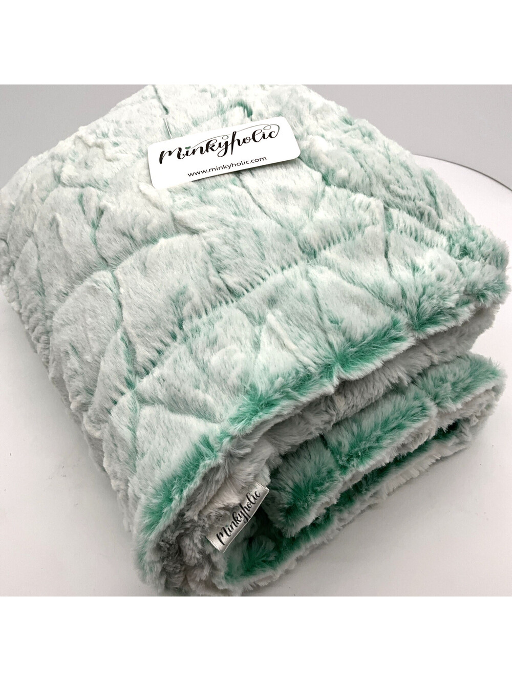 Minkyholic Super Soft Plush Travel Blanket 36x60 Teal Mint Green Luxury NWT